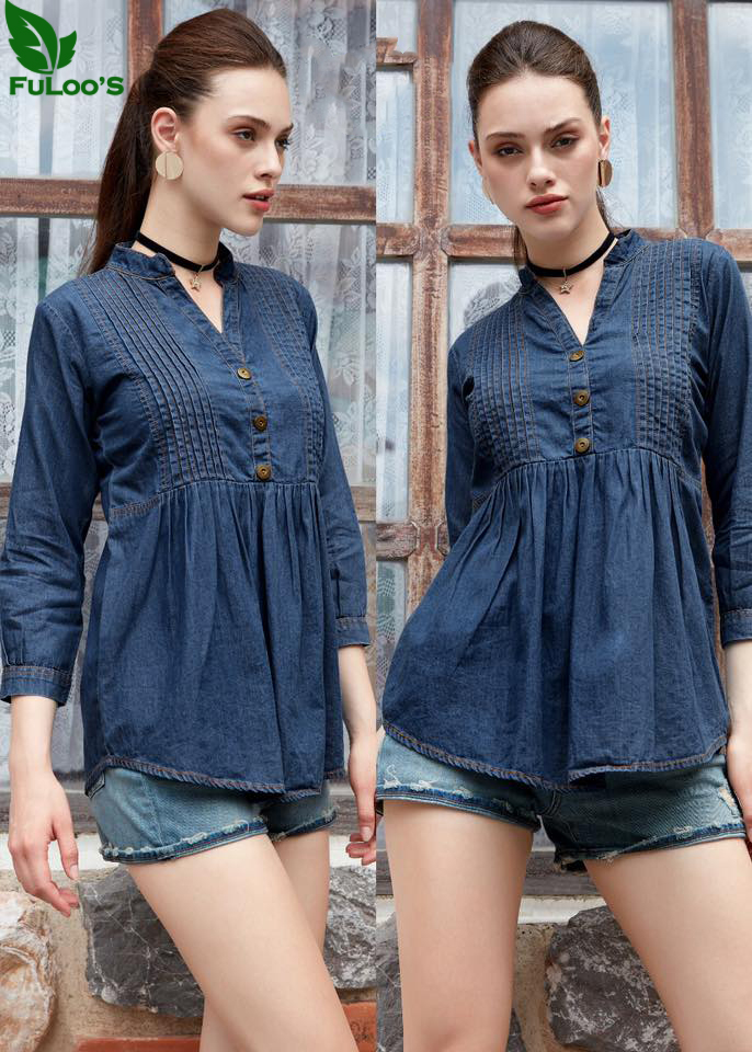 FuLoo Carbon Denim Tops for Women # 1023