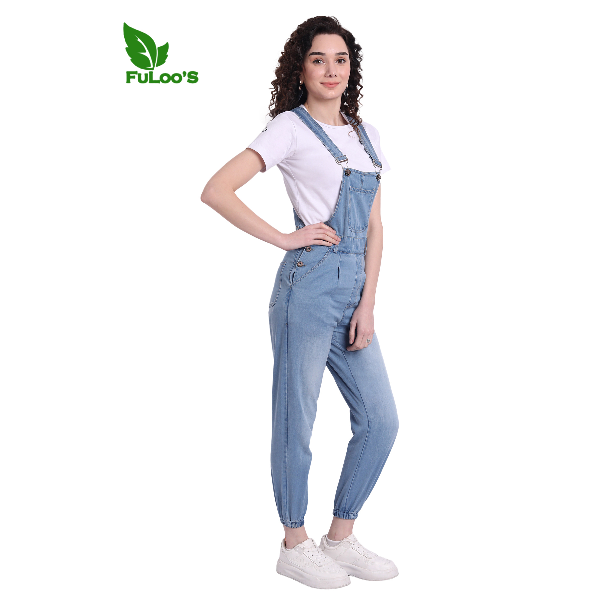 FuLoo's Jeans Rockey Pant with Tshirt for Women-Light Blue-32