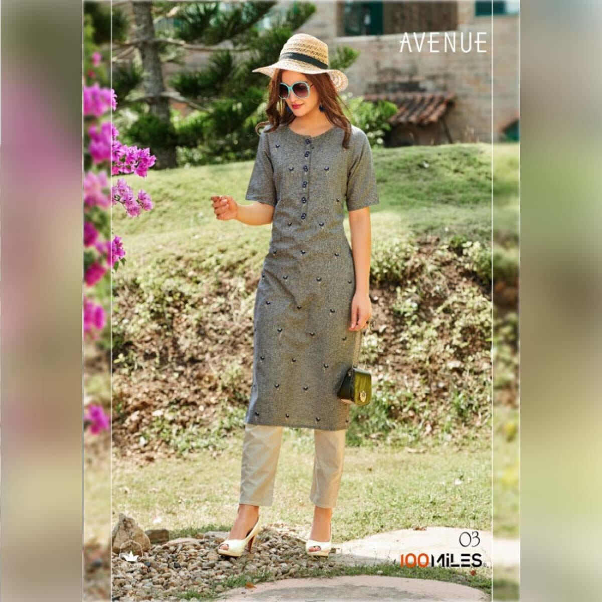 FuLoo's Avenue Pure Cotton Pattern Designer Embroidered Kurti for Women (ONLY KURTI) #03
