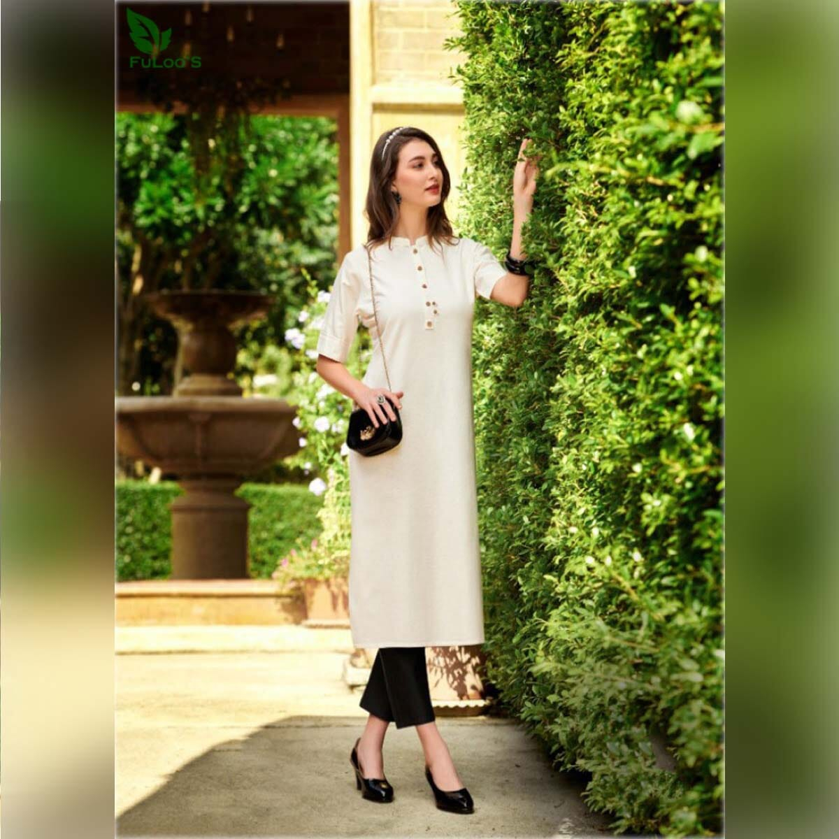 FuLoo's Basics Rayon Flax Fancy Designer Kurti #02