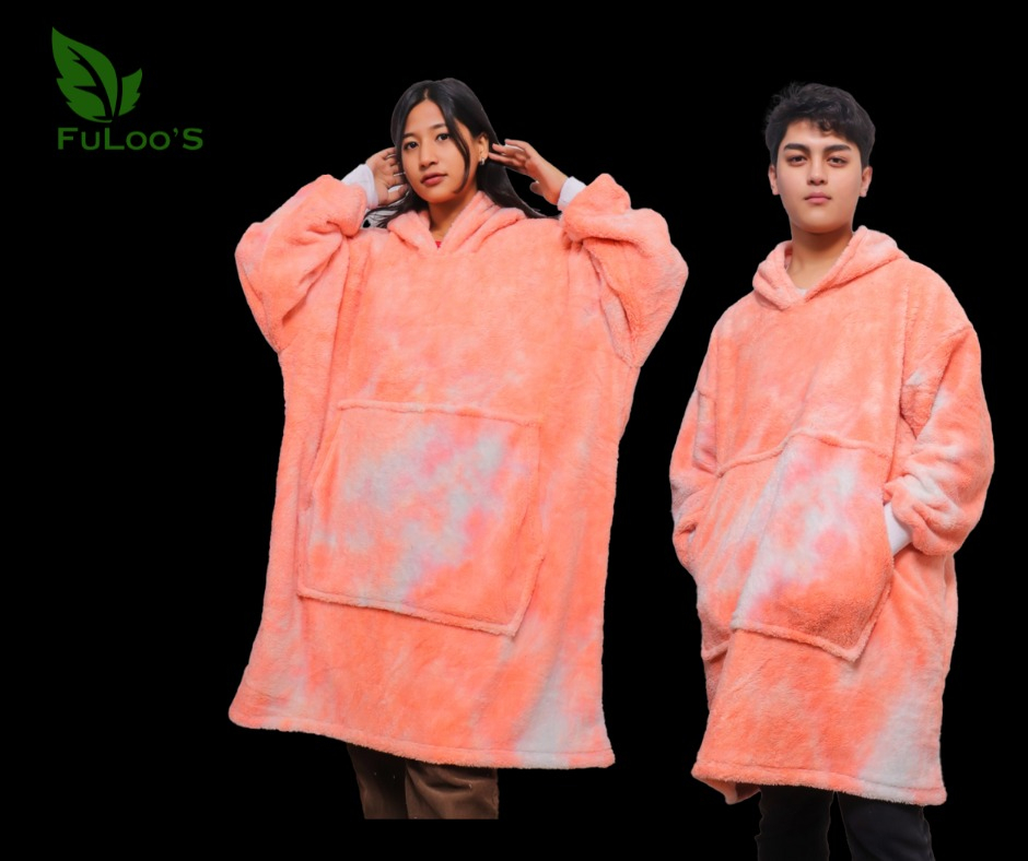 Fuloo's Blanket Hoodie for Free Size for Unisex-Orange