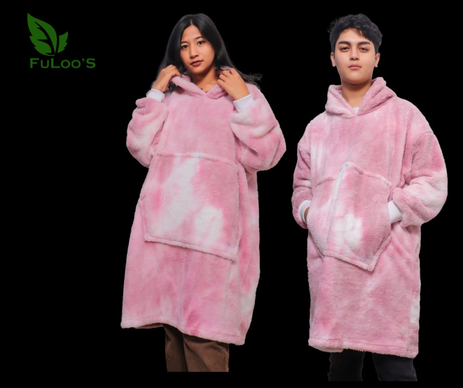 Fuloo's Blanket Hoodie for Free Size for Unisex-Pink