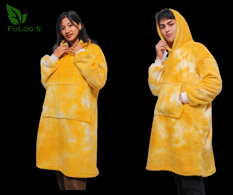 Fuloo's Blanket Hoodie for Free Size for Unisex-Yellow