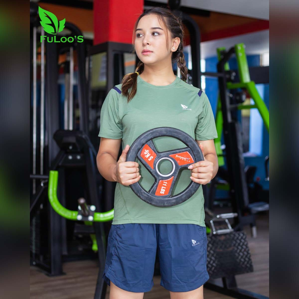 FuLoo’s Bravo Active Dry T-shirts for Women-Army Green-3XL