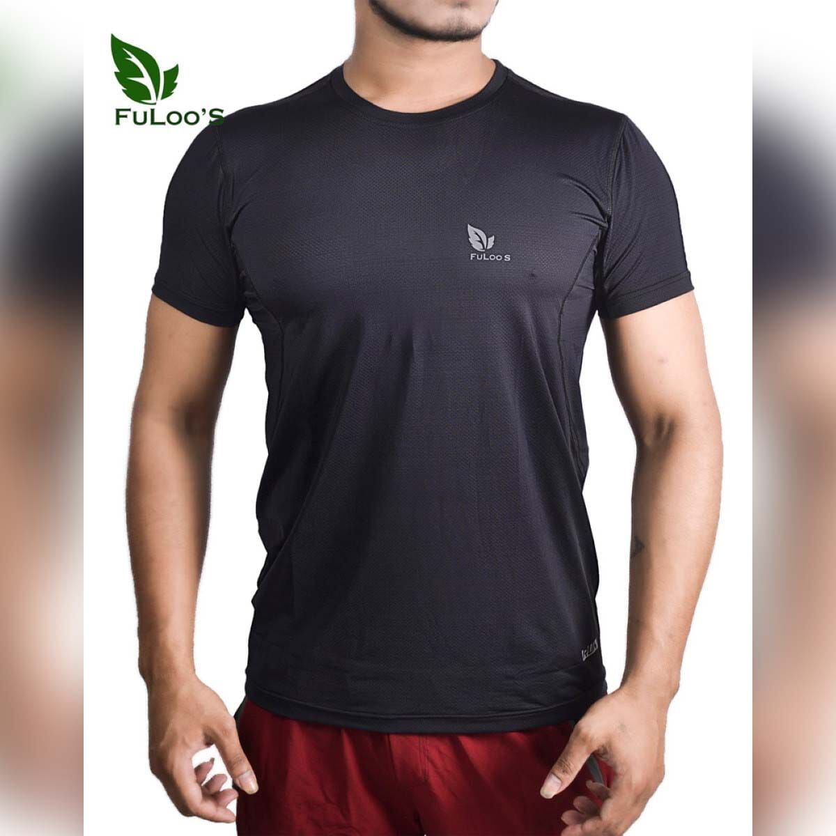 FuLoo’s Bravo Active T-shirt for Men-Black-XL