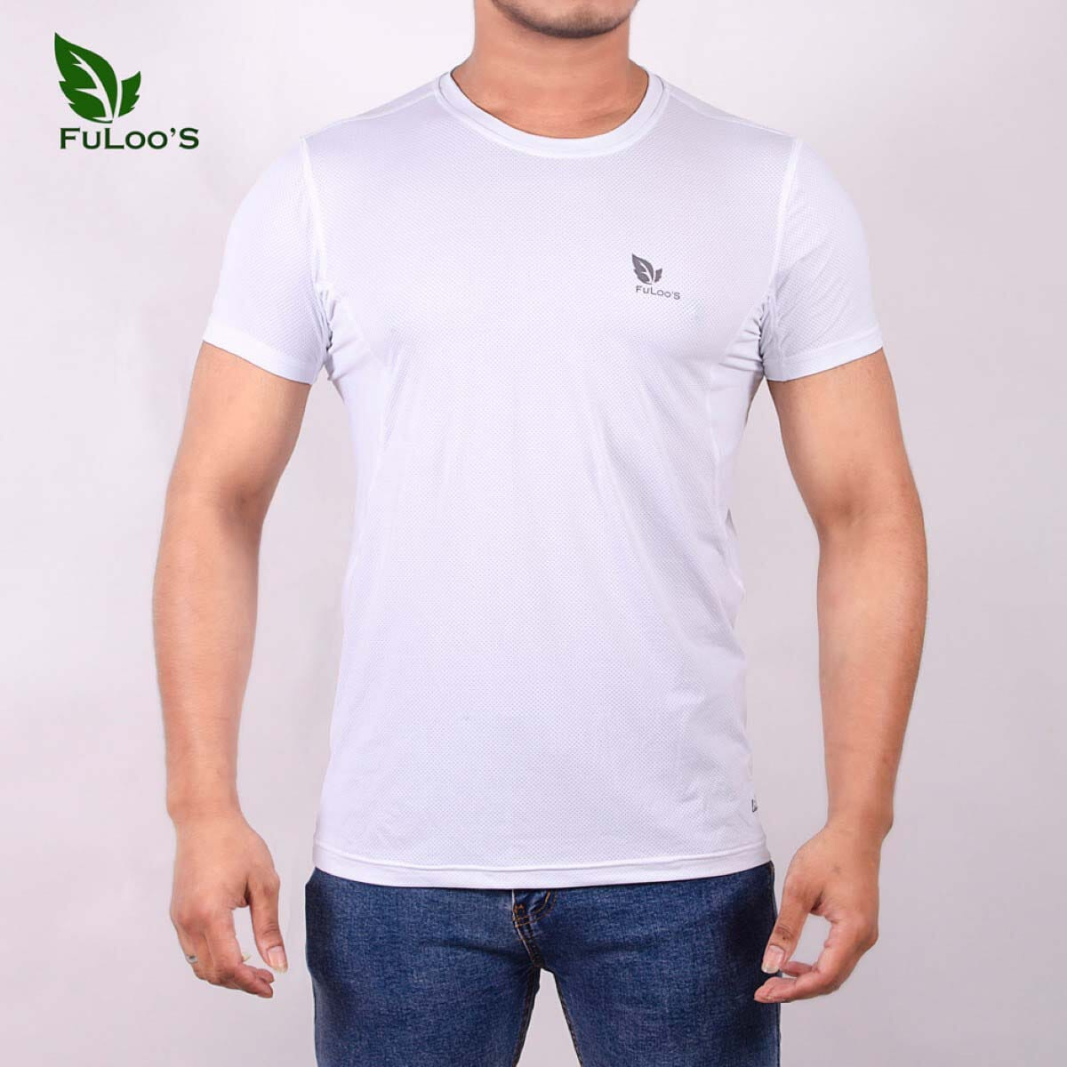 FuLoo’s Bravo Active T-shirt for Men-White-XL