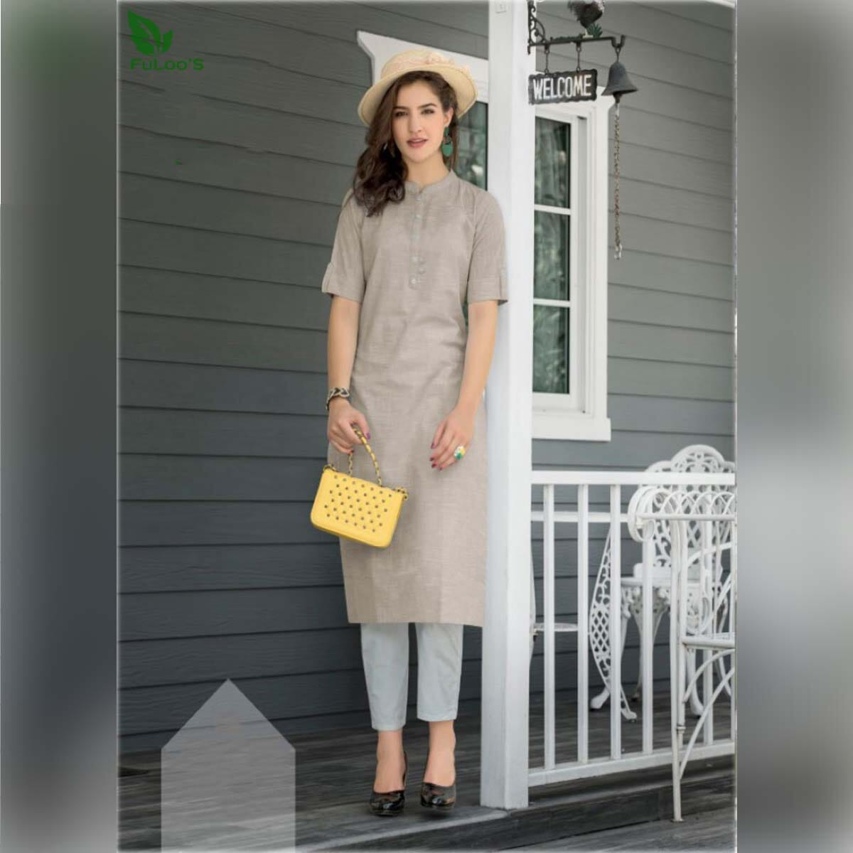 Fuloo’s Fablix Pure Cotton designer kurti Only # Pink Chiffon