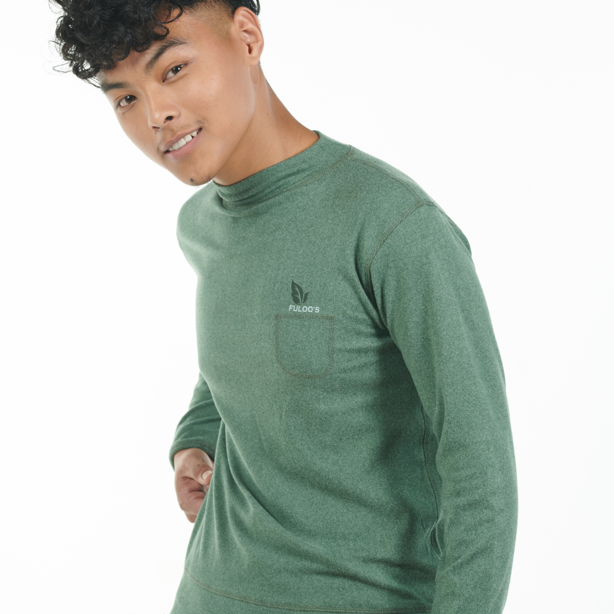 Fuloo's High-Neck Inner Thermal Wear In Green For Men