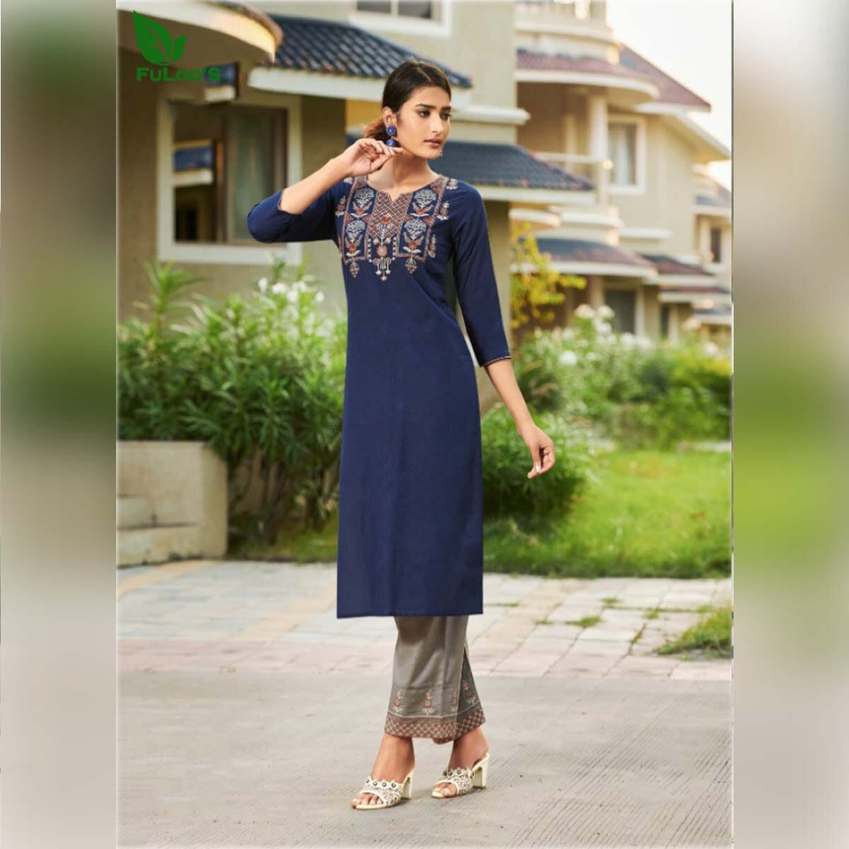 FuLoo's Jingle Pure Cotton Designer Embroidered Kurti for Women #02