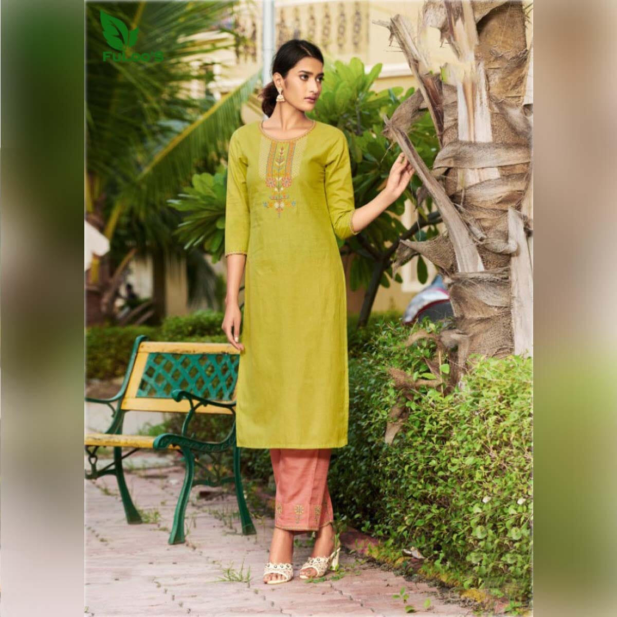 FuLoo's Jingle Pure Cotton Designer Embroidered Kurti for Women #03