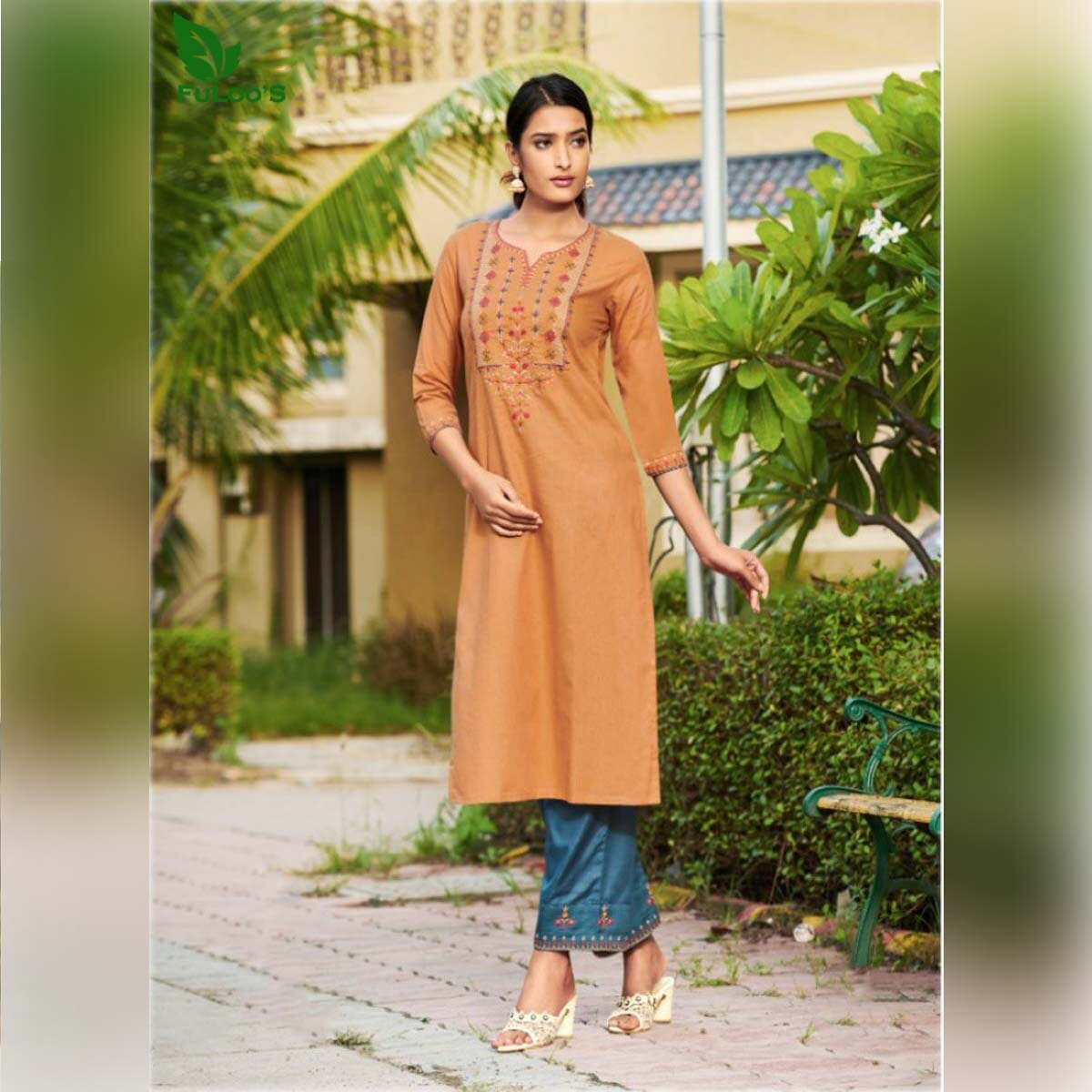 FuLoo's Jingle Pure Cotton Designer Embroidered Kurti for Women #04