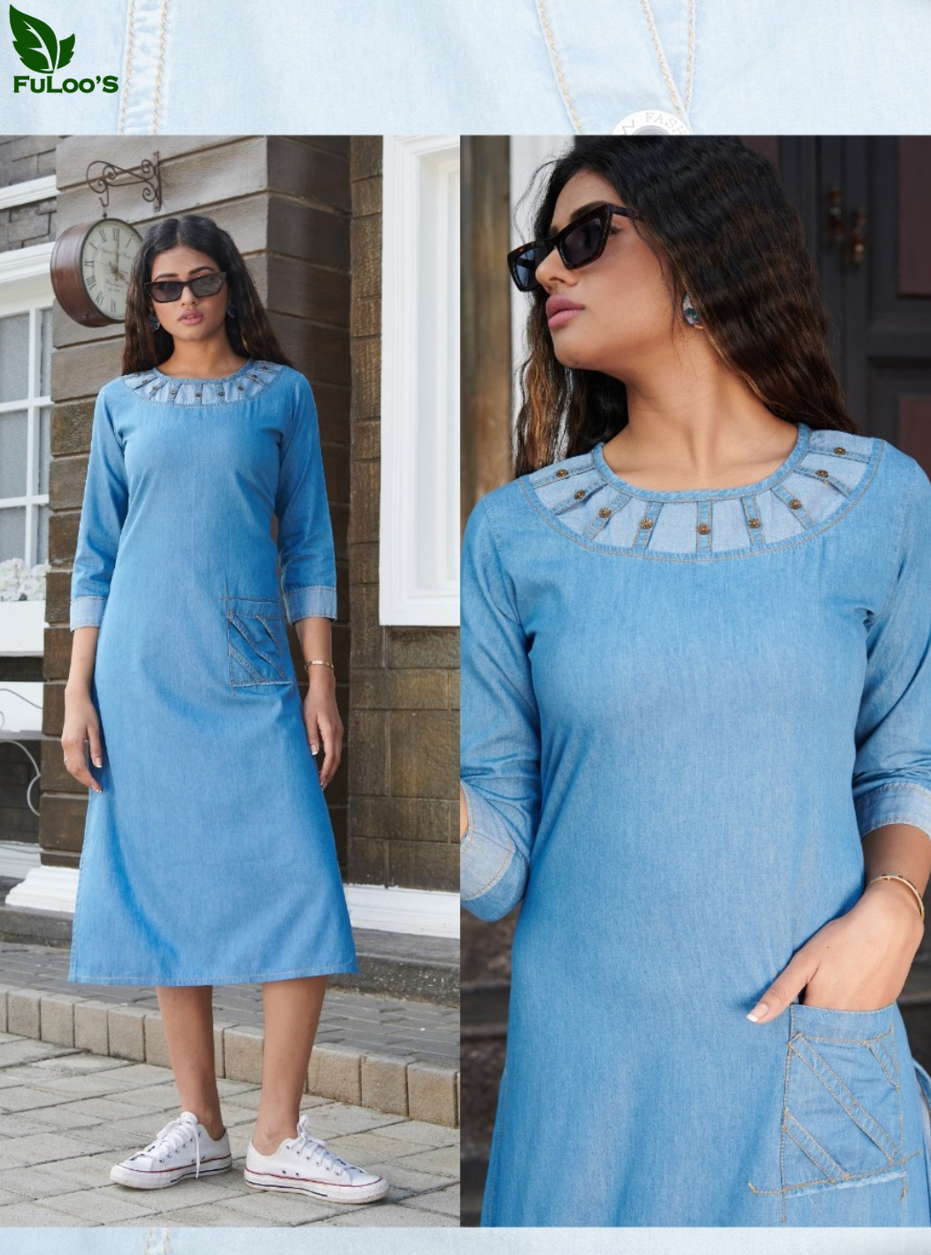 FuLoo's Lighter Denim Western Kurti # 1011