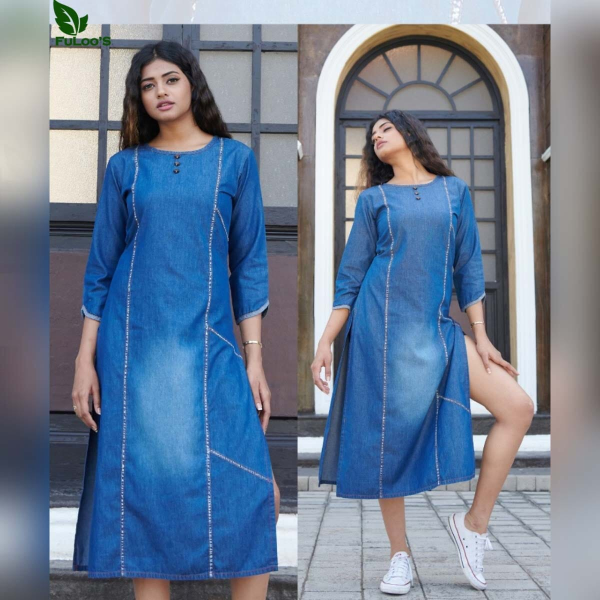 FuLoo's Lighter Denim Western Kurti # 1015