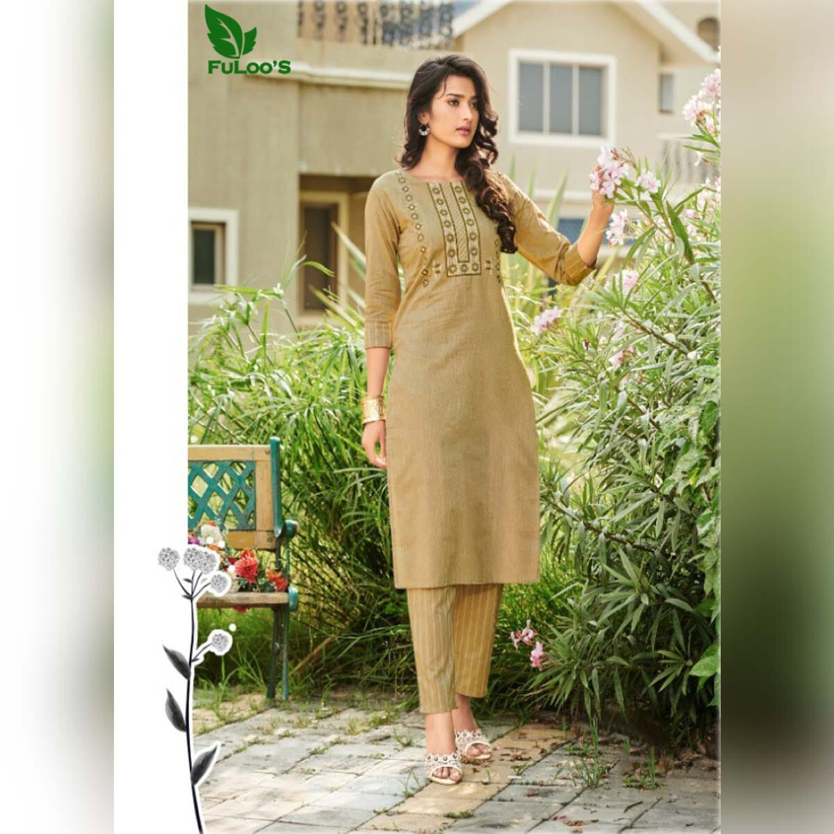 FuLoo's Octave Pure Cotton Designer Embroidered Kurti for Women #01