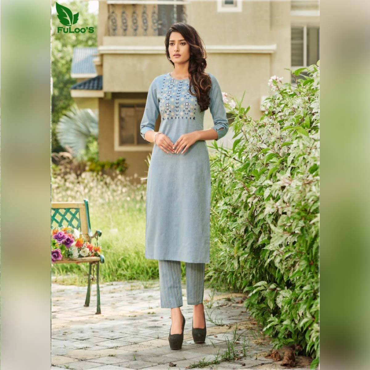 FuLoo's Octave Pure Cotton Designer Embroidered Kurti for Women #02
