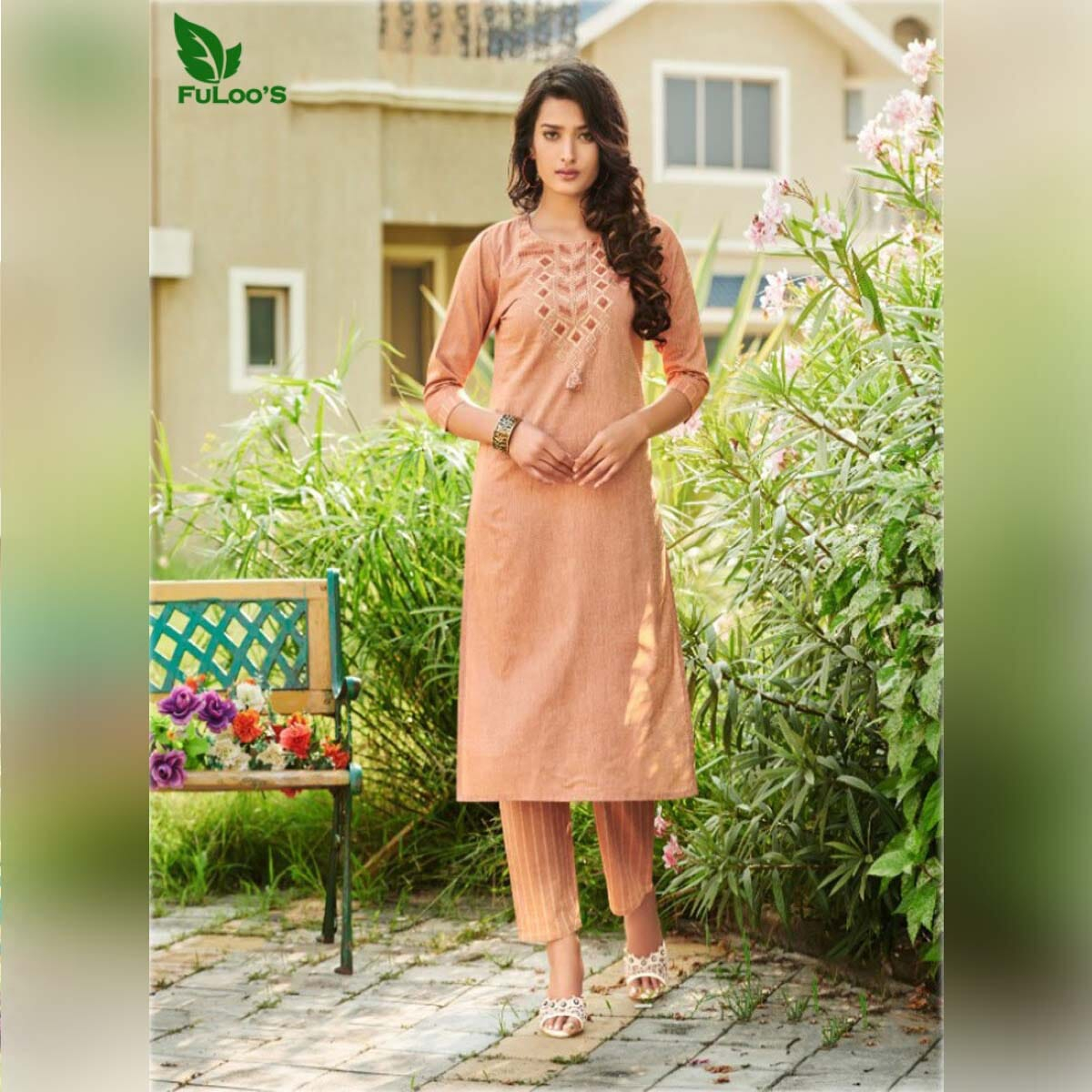 FuLoo's Octave Pure Cotton Designer Embroidered Kurti for Women #03