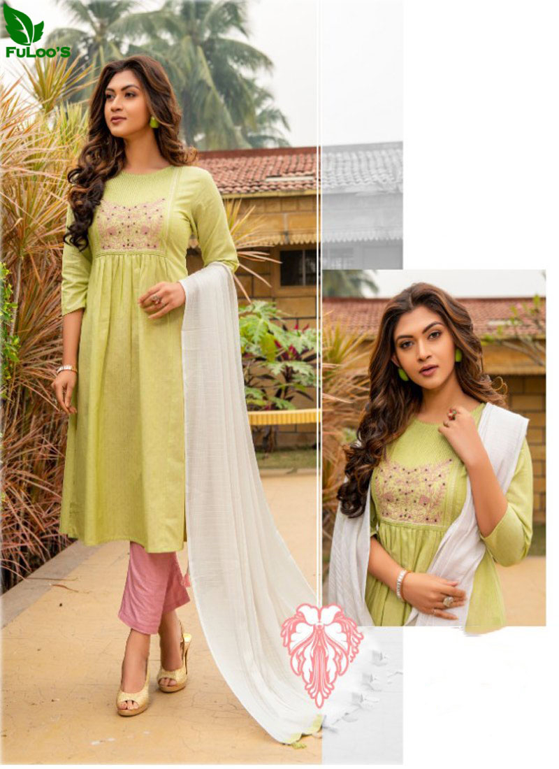 FuLoo's Seashore Pure Cotton Designer Kurti in 3 set #04