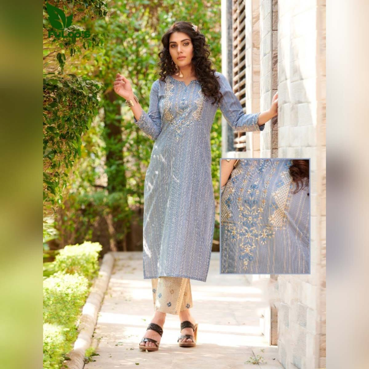 FuLoo's Skylark Pure Cotton Designer Embroidered Kurti for Women#05