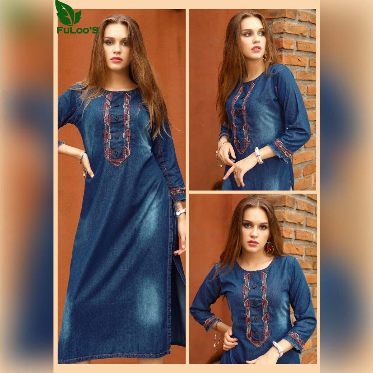 FuLoo's Slider Denim Western Kurti # 1231