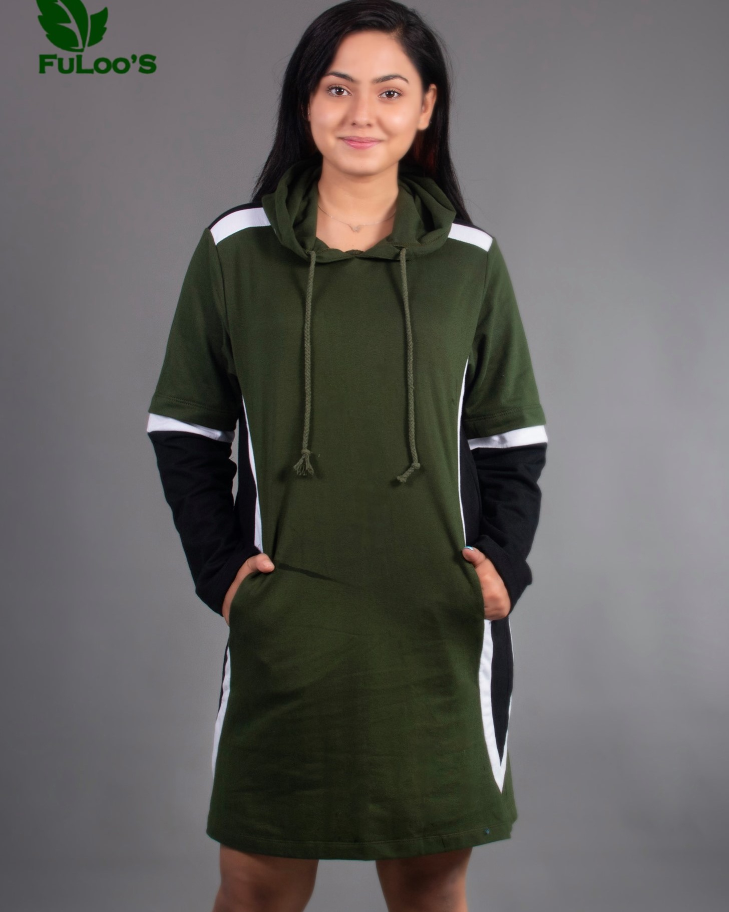 FuLoo's Tango Long Hoodie for Women-Green-42