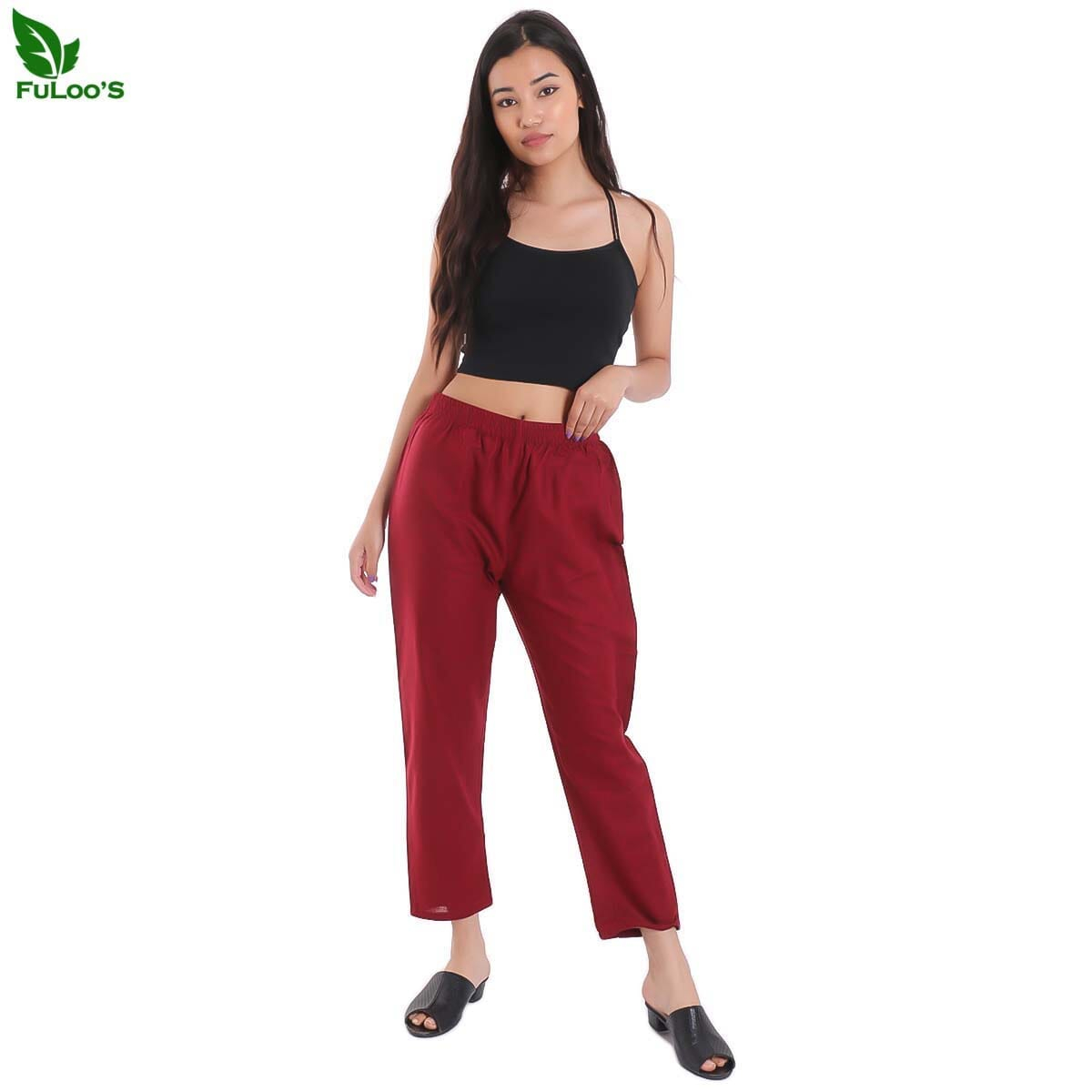 FuLoo's Tokyo Straight Pant-Maroon-S