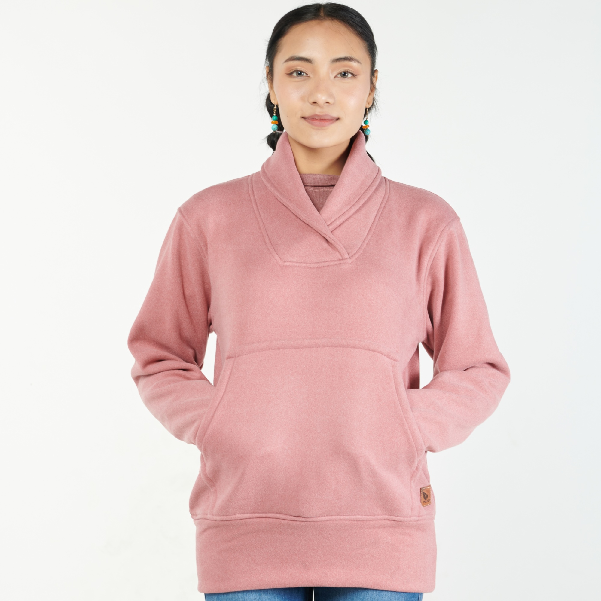 Fuloo's V-Neck Pullover in Premium Fabric for Women-Pink-S