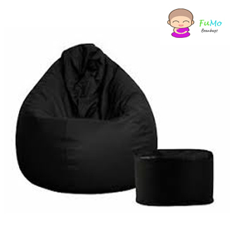 FUMO Classic Faux Leather Bean bag Combo with Footrest