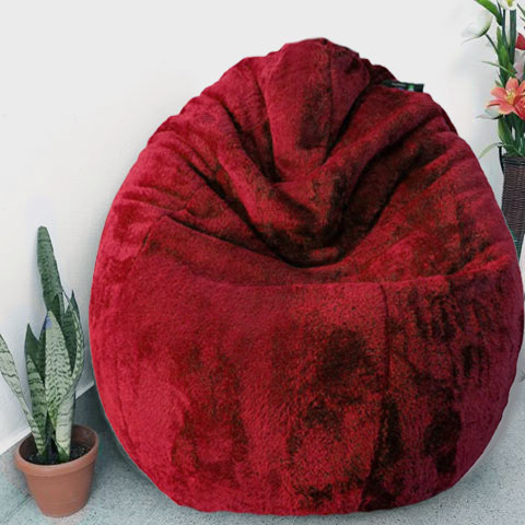 FUMO XXXL Fur bean bag (Maroon Red)