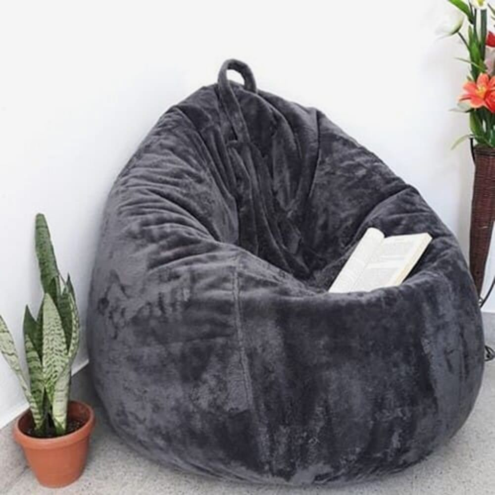 Fumo Dark Grey Classic Soft Fur Bean Bag- XXXL