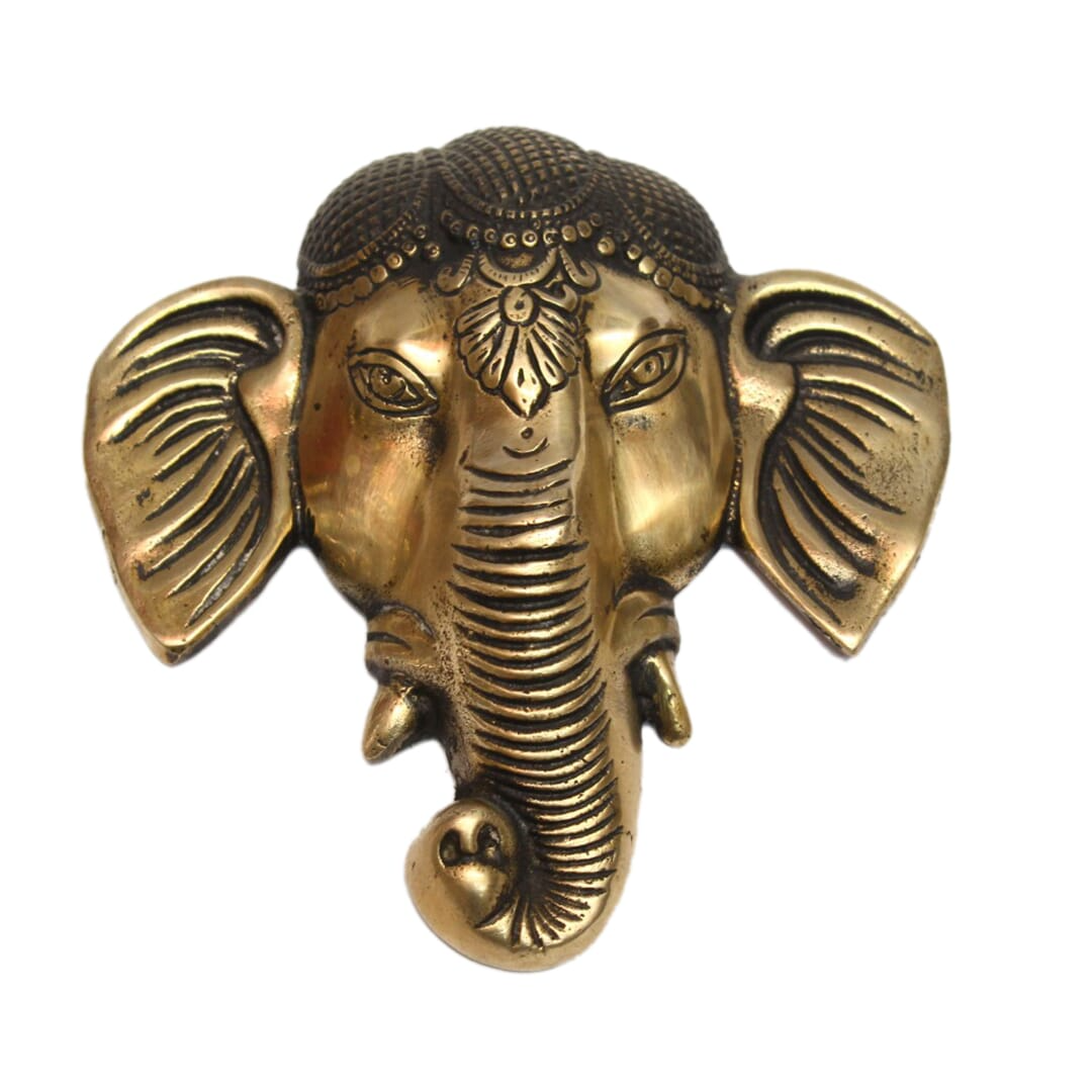 Seven Chakra Handicraft - Golden Ganesh Craved Wall Décor