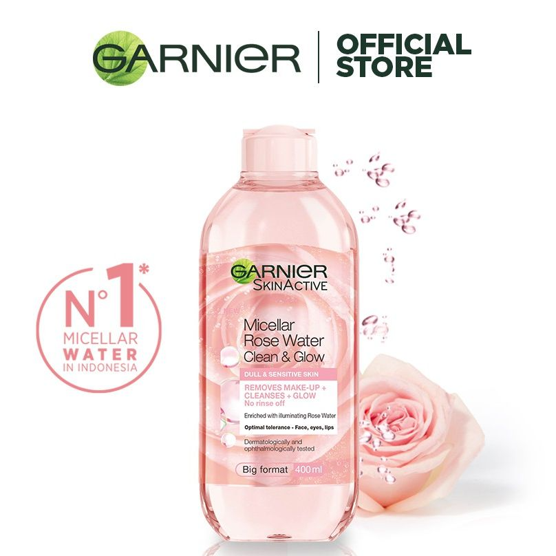 Garnier Micellar Rose Water Clean & Glow Skin Care - 400 ml (Face Cleanser For Glowing Skin)