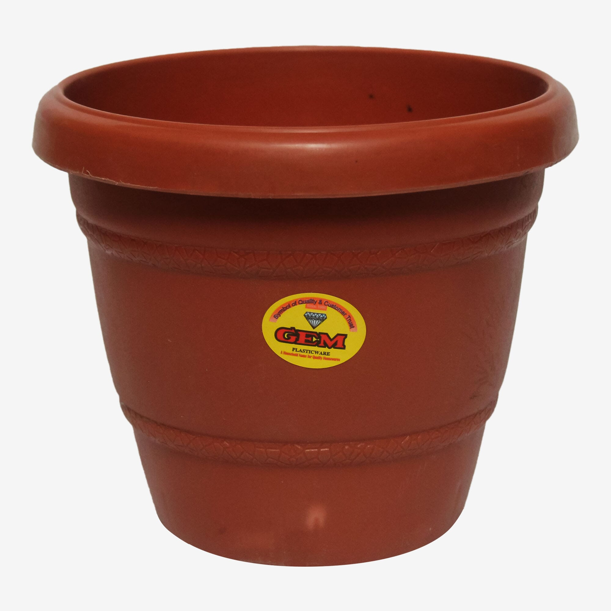 Gem Brown Round Shaped Plasticware Gamala/ Flower Pots 6" (7900) | Bucket Planter Pots For Indoor/Outdoor Plants