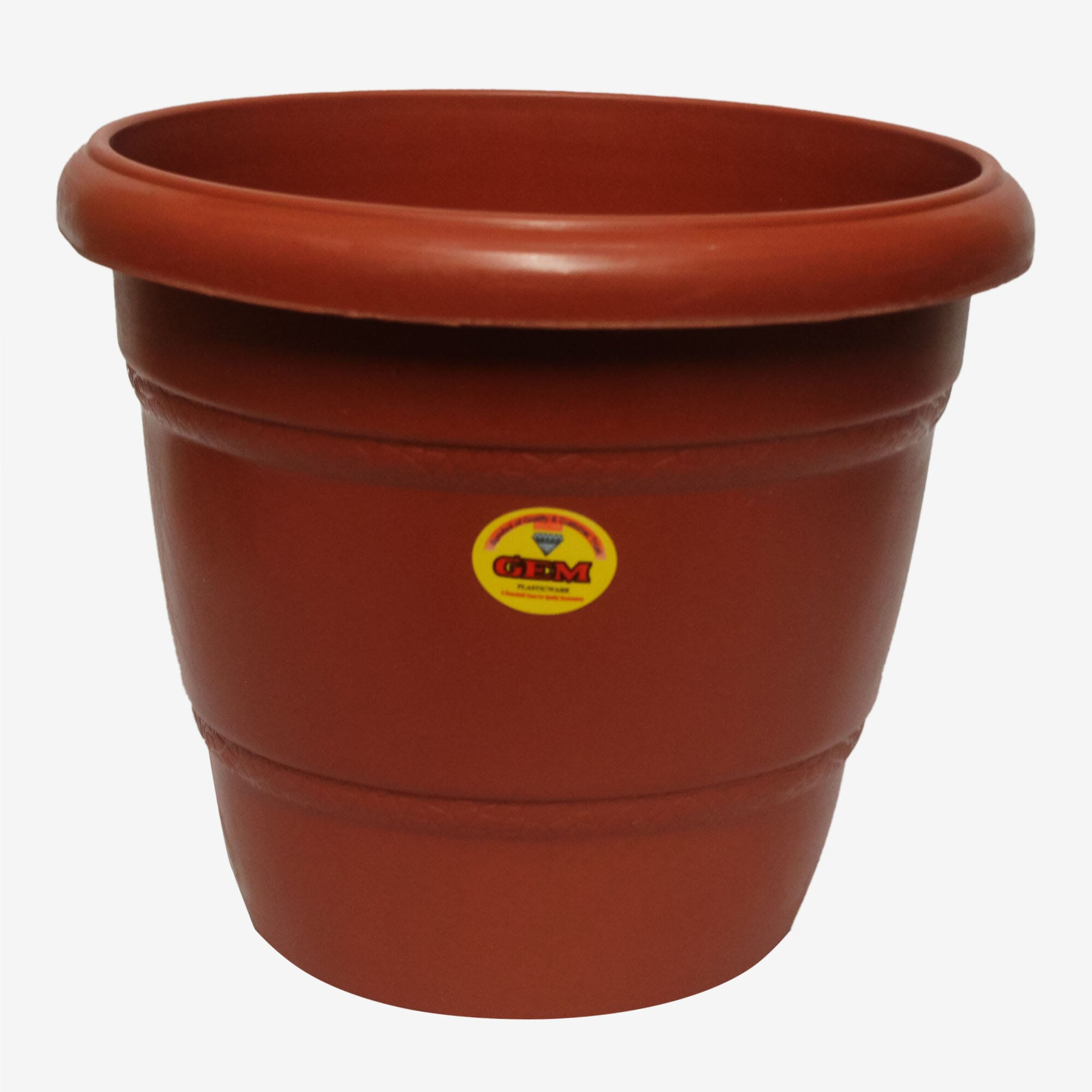 Gem Brown Round Shaped Plasticware Gamala/ Flower Pots 12" 8003 | Bucket Planter Pots For Indoor/Outdoor Plants