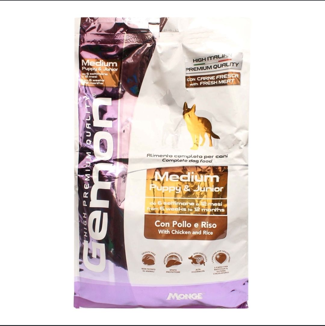 Gemon - Medium Puppy & Junior Dog Food (Con Pollo E Riso With Chicken And Rice Flavour ) - 20kg