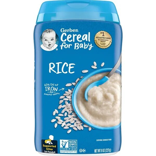 Gerber, Cereal For Baby, 1st Foods, Rice, 8 Oz (227 G)