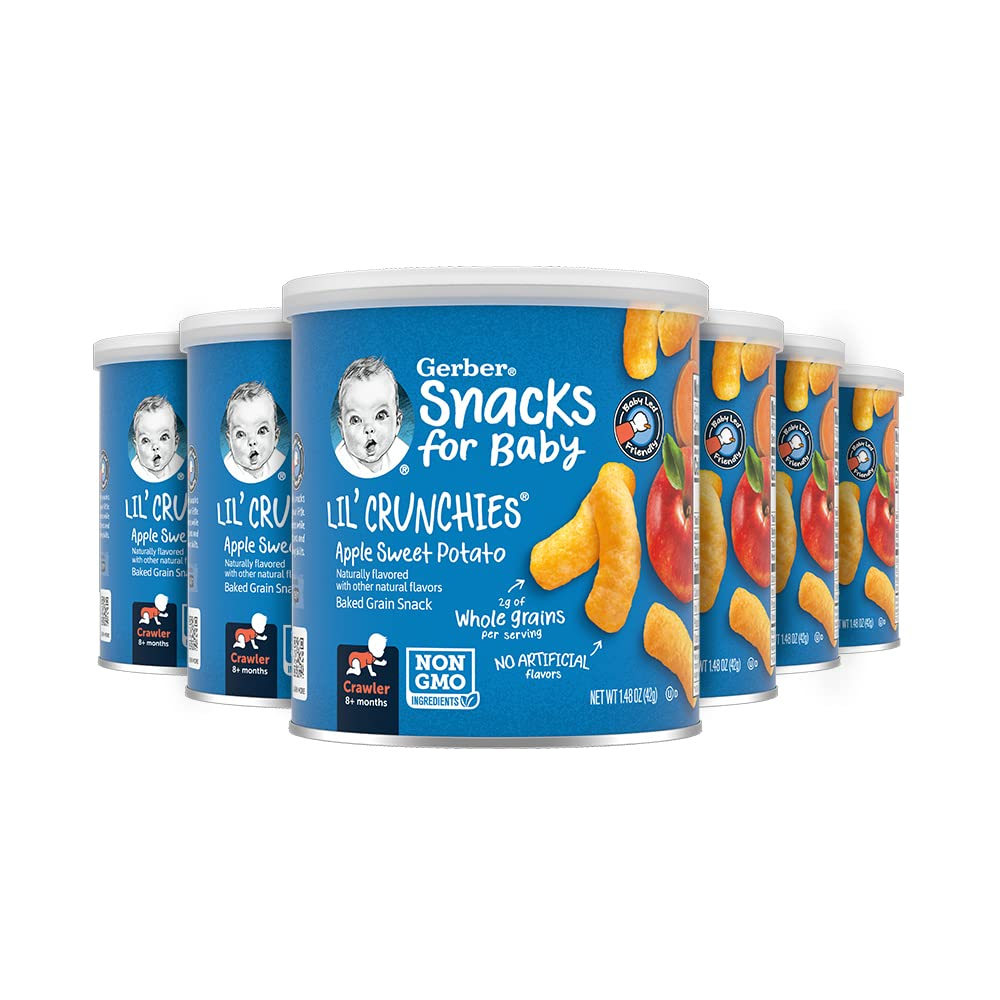 Gerber, Lil’ Crunchies, Baked Corn Snack, 8+ Months, Apple Sweet Potato, 1.48 Oz (42 G)