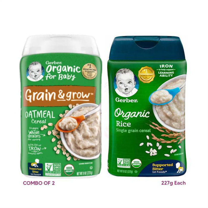 Gerber Rice Cereal + Organic Oatmeal (Buy 2 Get 1 Free Rice Cereal 227gm)