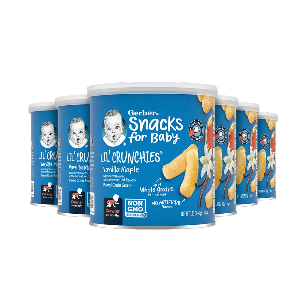 Gerber Lil’ Crunchies, Baked Corn Snack Vanilla Maple, 8+ Months,1.48 Oz (42 G)