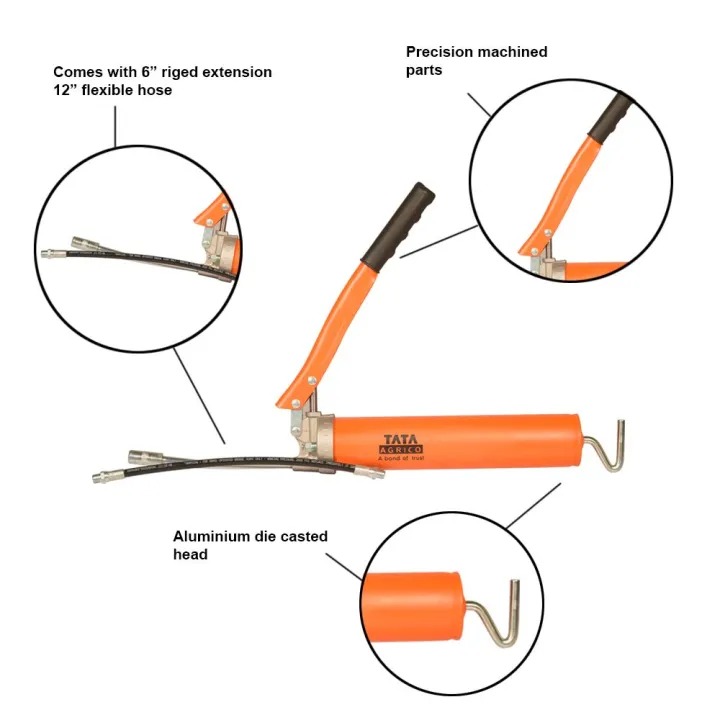 Tata Agrico Grease Gun - Rigid + Flexible 1.1 Kg GGN006