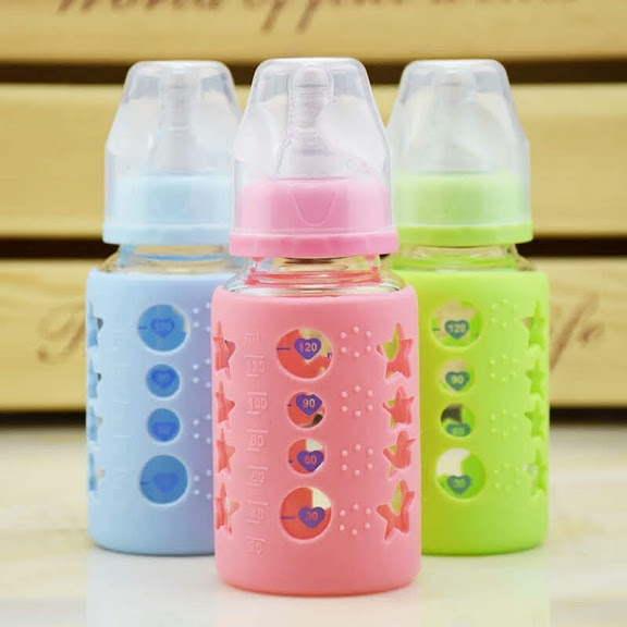 Laughing Buddha - Glass Baby Feeding Bottle with Silicon Cover