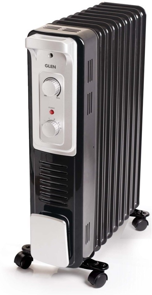 Glen 7015Or13 9 Fins Heater - Radiator Heater Oil Filled Radiator Room Heater with Turbo Ceramic Fan Black (7015OR)