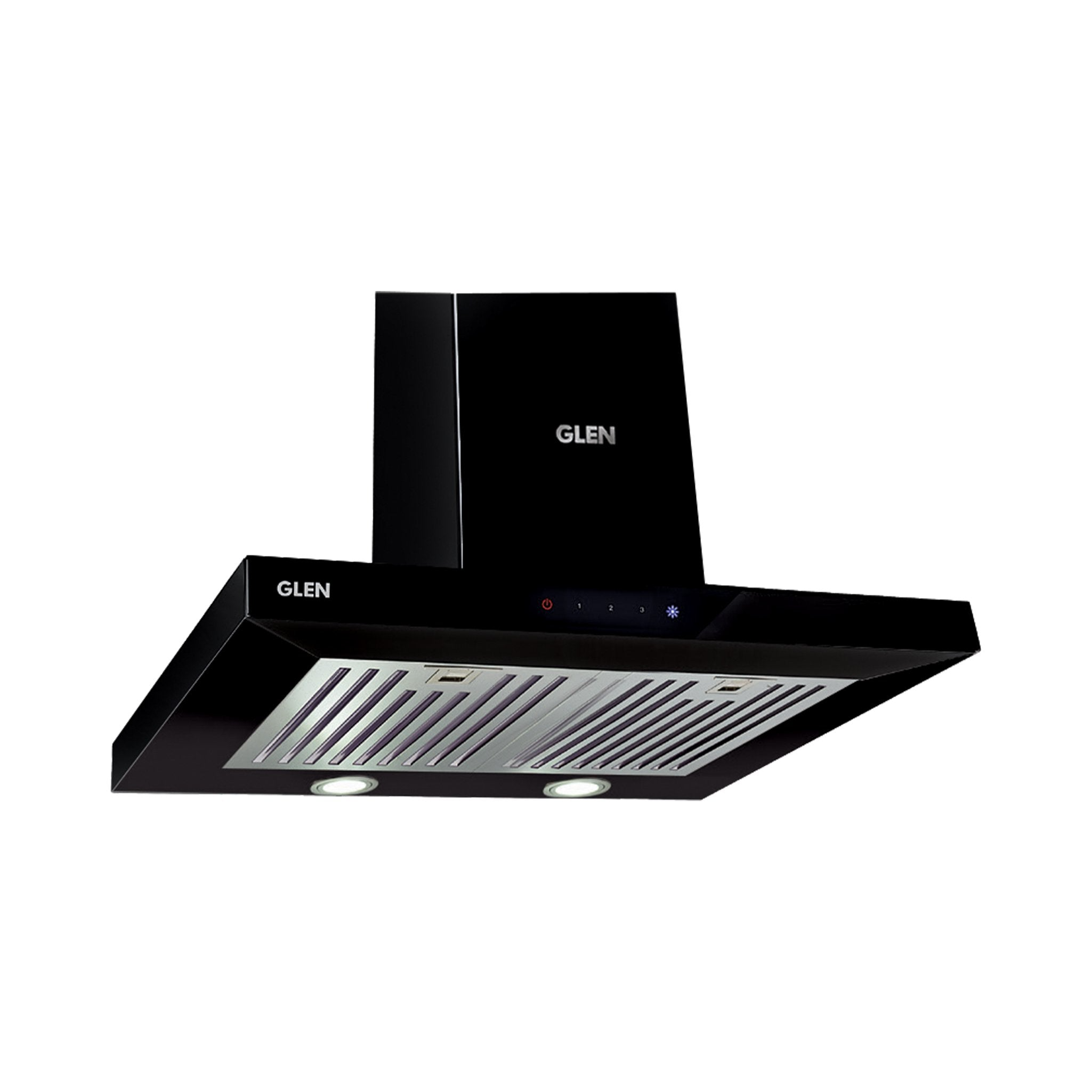 Glen Ch 6056Ts 60cm 1000m3/h Chimney - Designer Kitchen Chimney with Touch Control Baffle filters Italian Motor 1000 m3/h - Black