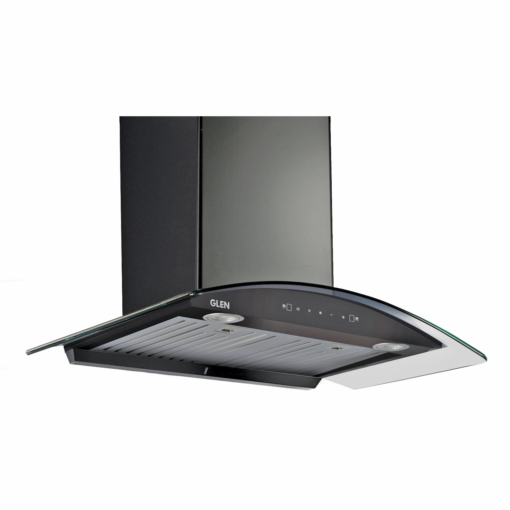 Glen Chimney Ch6066 Bl Ac Ms 76cm - Auto Clean Curved Glass Kitchen Chimney, Baffle Filters, Motion Sensor 1200m3/h 76/90cm - Black (6066 MS AC BL)