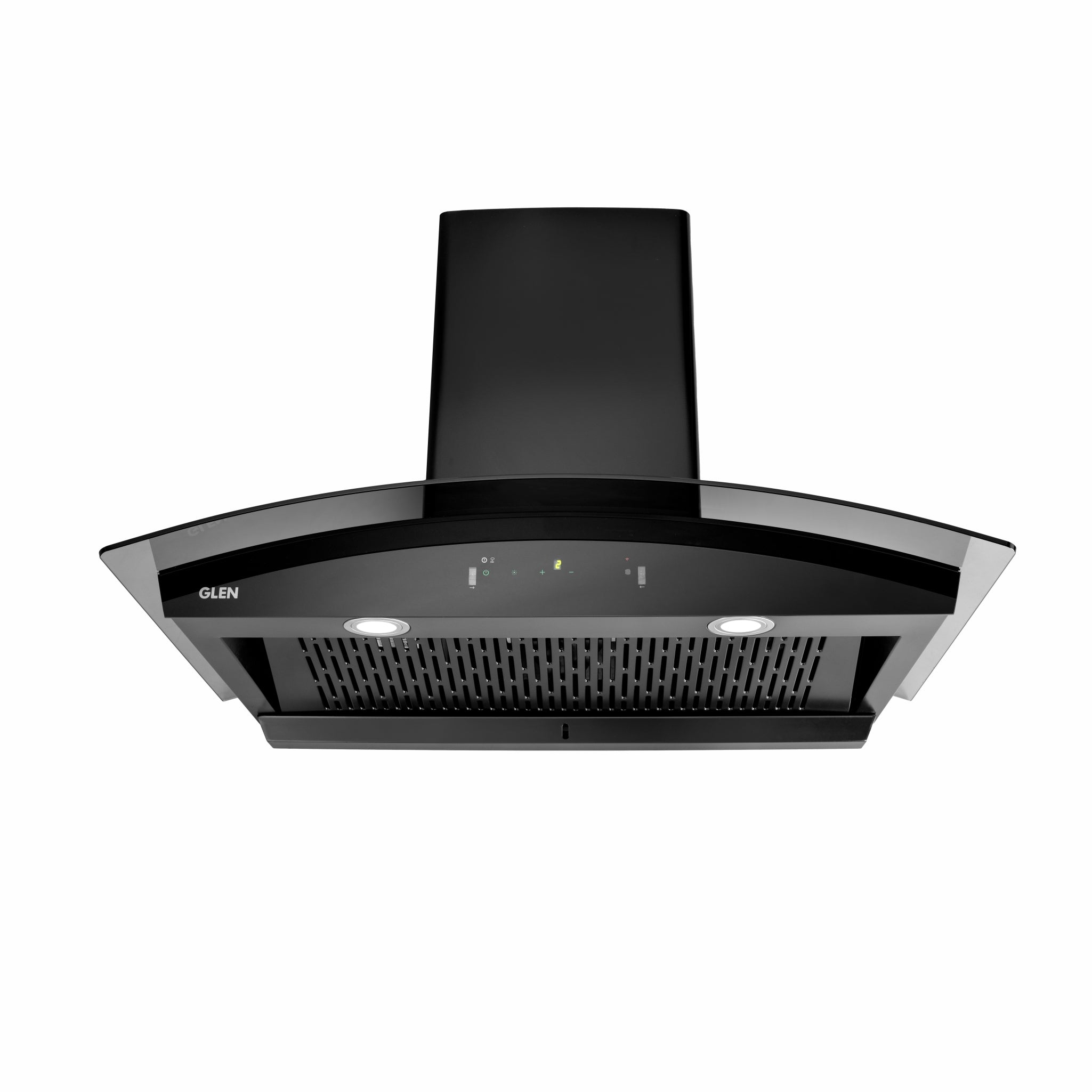 Glen Ch 6068 Bl Ms Ac (60cm) Chimney - Auto Clean Chimney Curved Glass Filter-less with Wi-Fi Control 1400 m³/h - 60/76/90cm (CH 6068 AC BLS)
