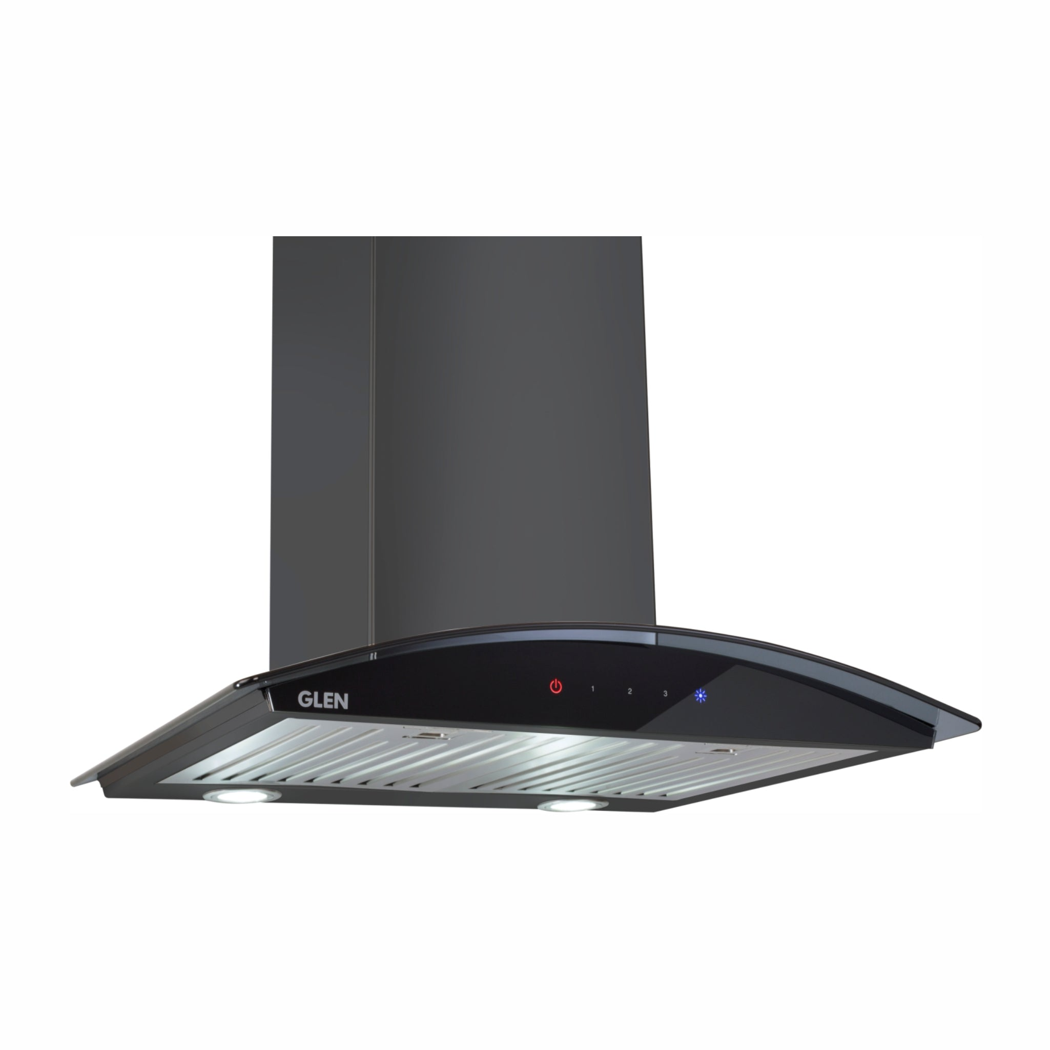 Glen Ch 6071 Ts Ss/blk 60cm 1000m3/h - Kitchen Chimney Curved Glass with Touch Sensor Baffle filters 60cm 1000 m3/h -Black (6071 SXTS)