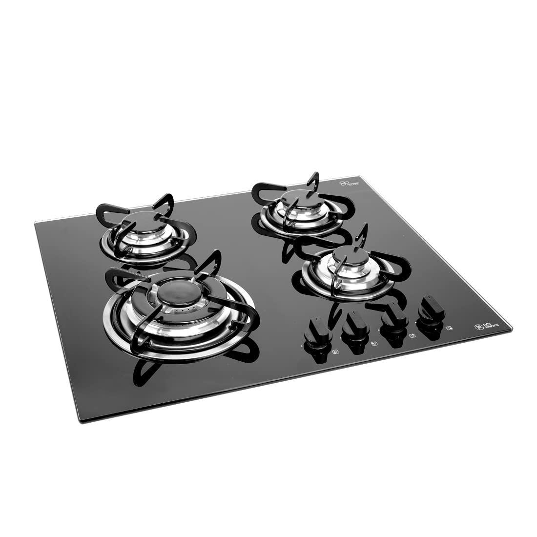 Glen Gl 1065 Tr Gloss Gas Stove - 4 Burner Built in Glass Hob Triple Ring Burner European Sealed Burners Auto Ignition (1065 TRG)