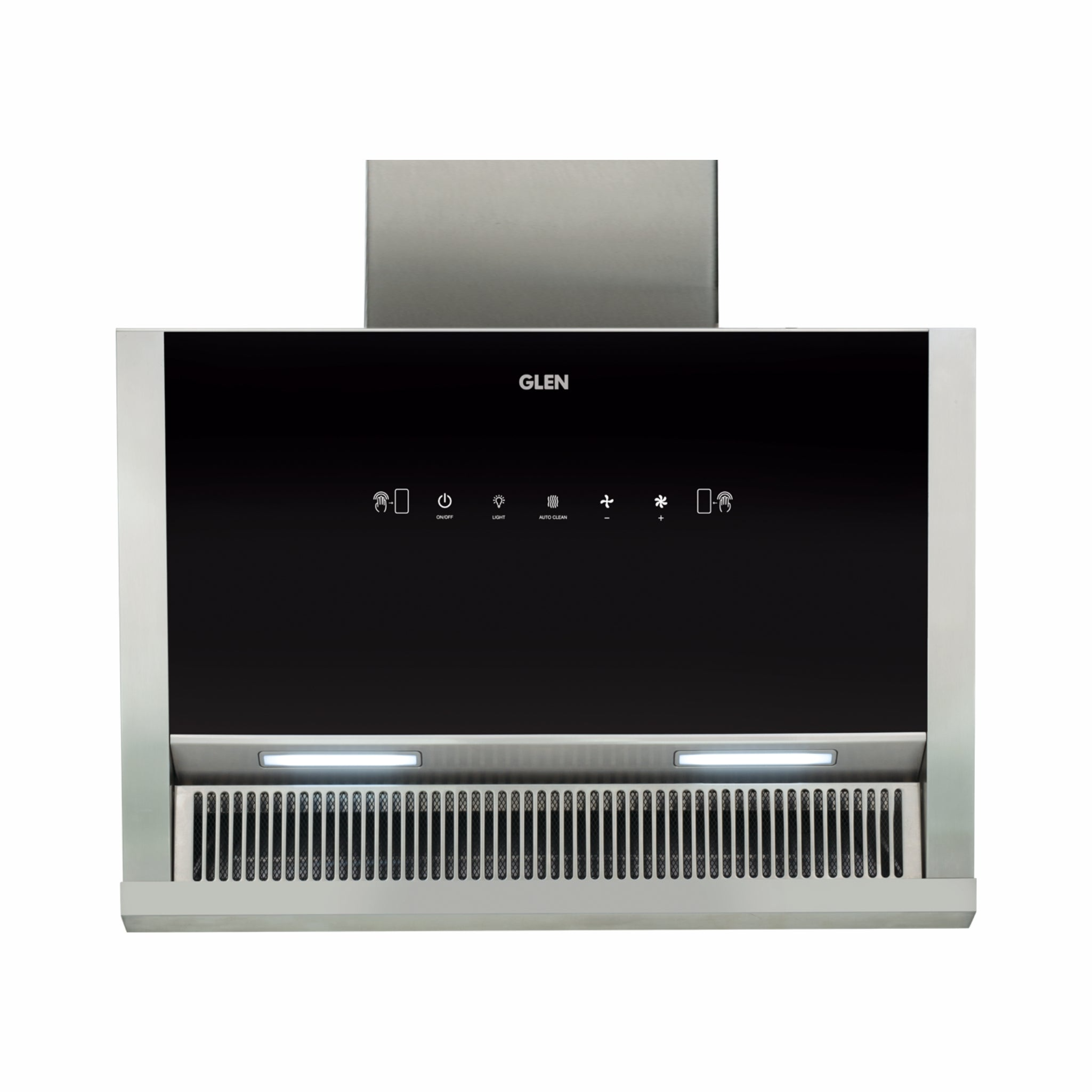 Glen Ch 6072 Sx Ac 60cm - Auto Clean Vertical Filterless Kitchen Chimney with Motion Sensor 60/75/90cm 1400 m3/h - Silver (6072 AC)