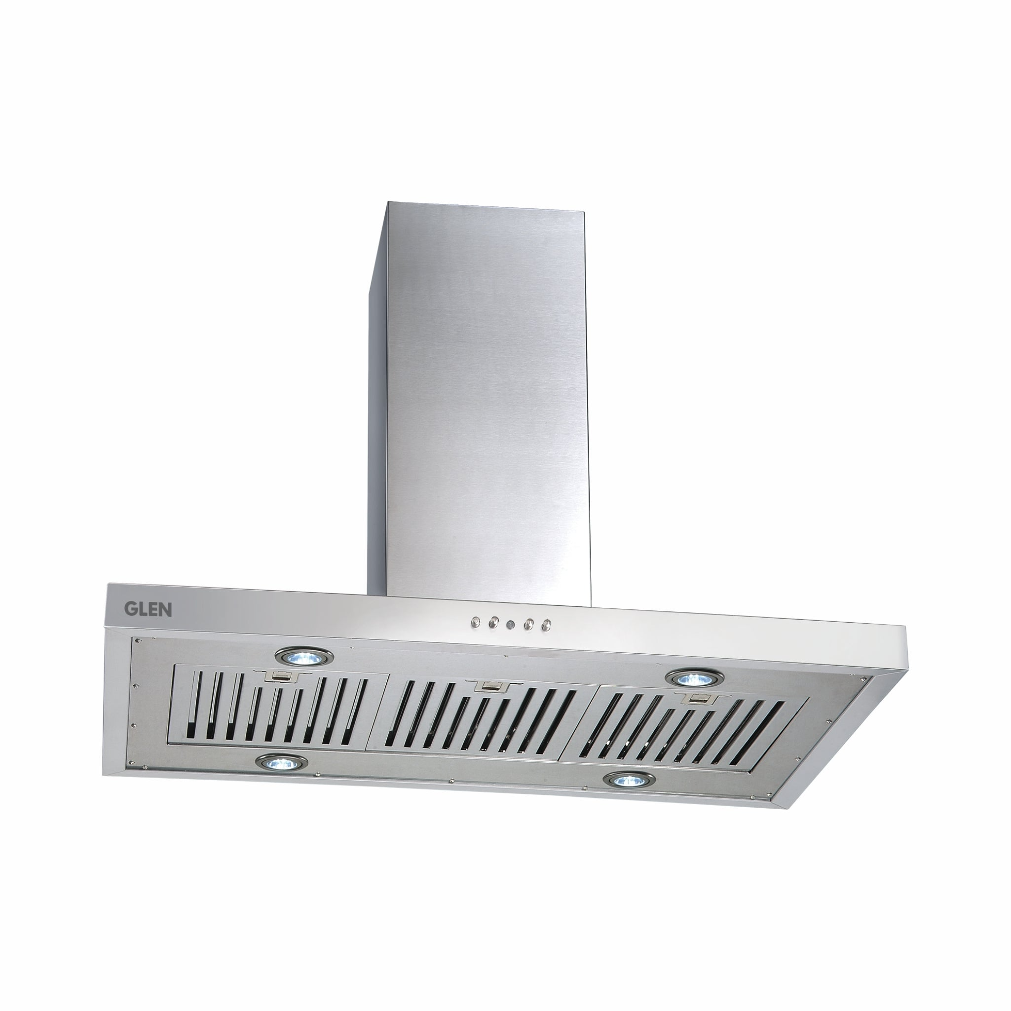 Glen Chimney Ch 6052 Island 90cm Touch Panel - Push Buttons Italian Motor Baffle filters 90cm 1250 m3/h -Silver (6052 IS)