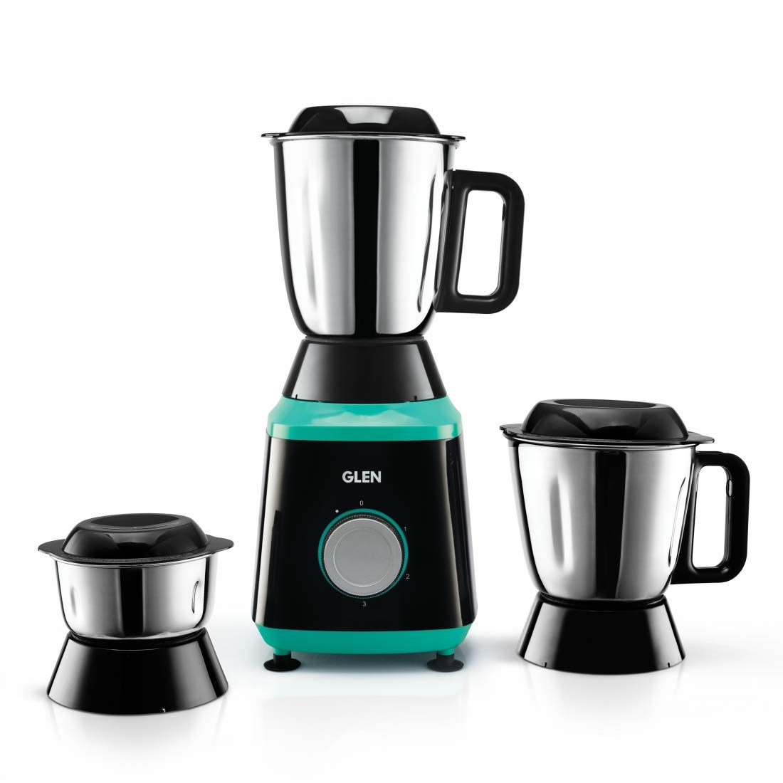 Glen Sa 4030 (4 Jars) Mixer Grinder- 750W 100% Copper Motor, 1 Transparent Jar, 3 Stainless Steel Jars, - Silver 