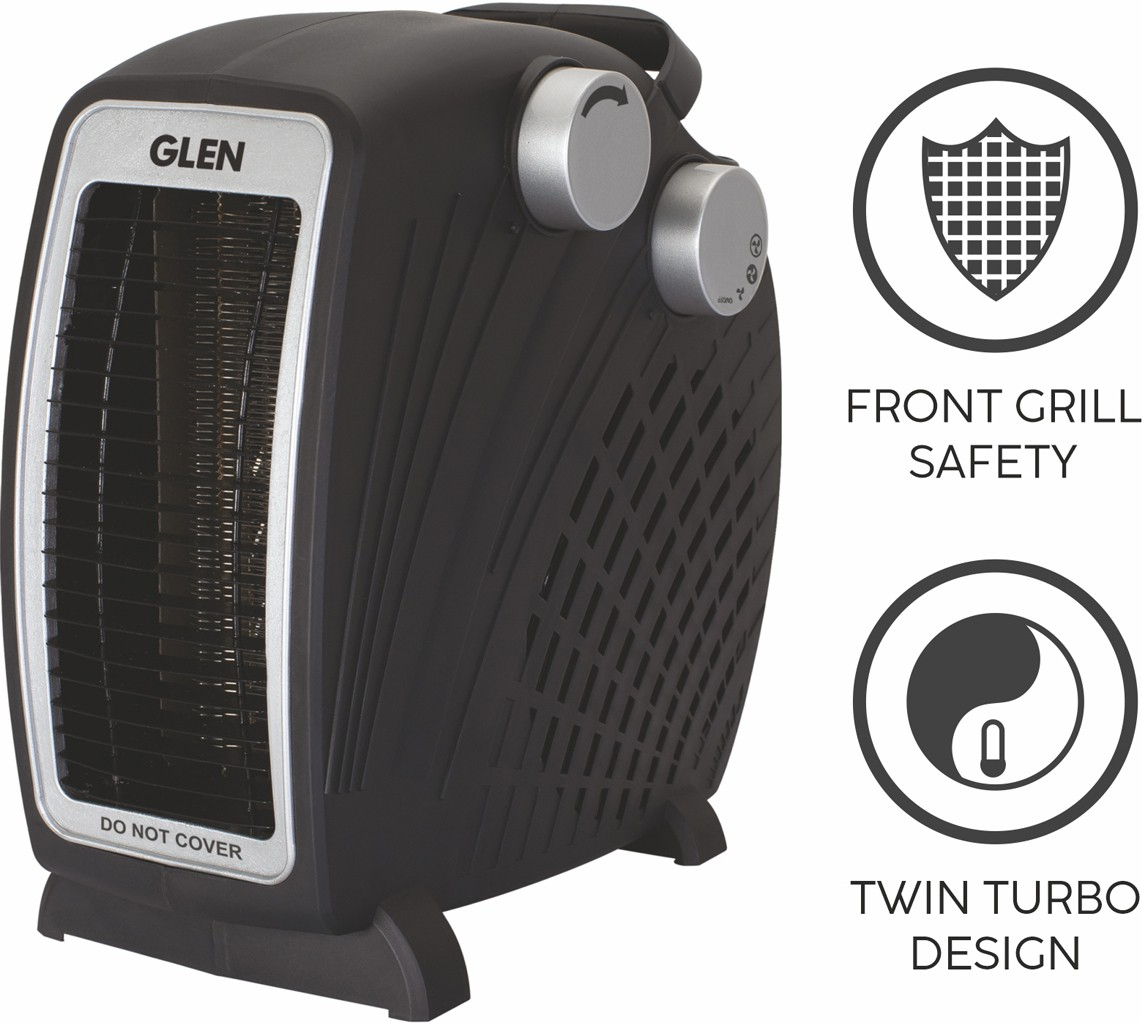 Glen Ha7020Fh Fan Heater - Electric Fan Room Heater with 2 Heat Settings - HA7020FHBlack